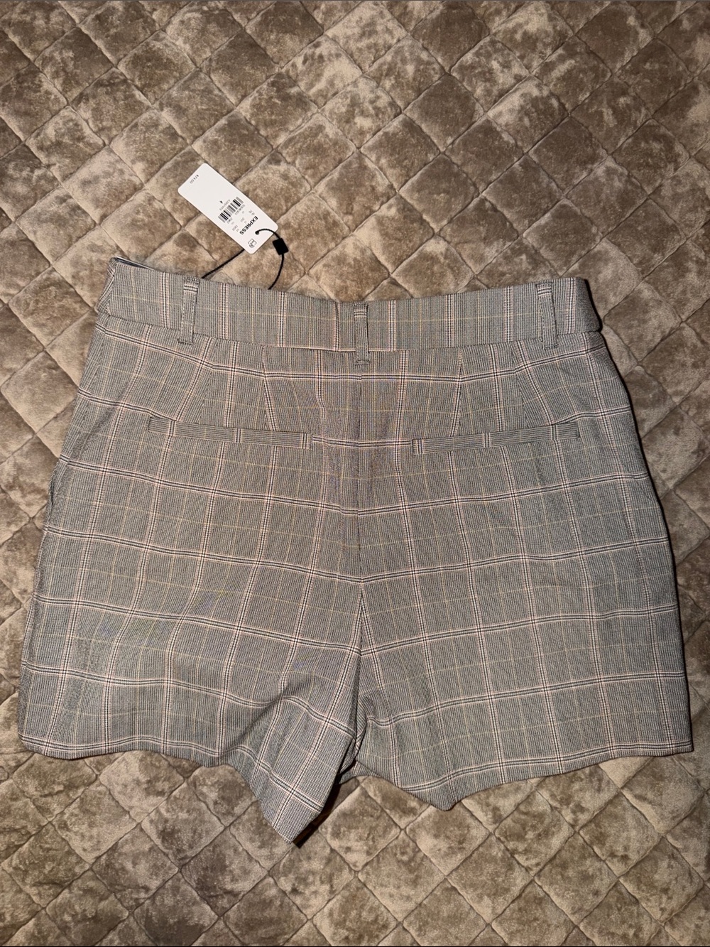 Express Gray Plaid High-Rise Shorts with Pink Windowpane - Picture 2 of 6